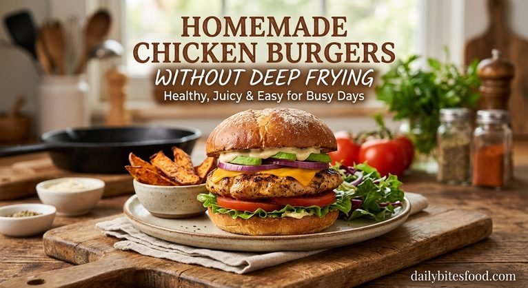 Homemade Chicken Burgers Without Deep Frying: Easy, Juicy, and Delicious